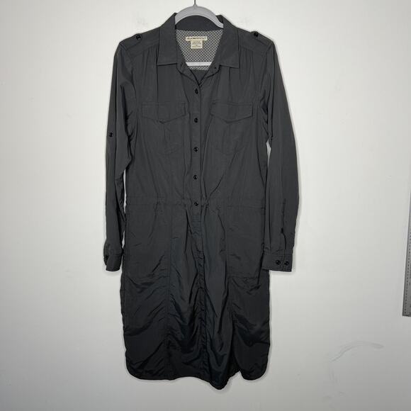 ExOfficio Shirt Dress Womens Medium Gray Nylon Travel Roll Tab Pockets Utility - Picture 1 of 12